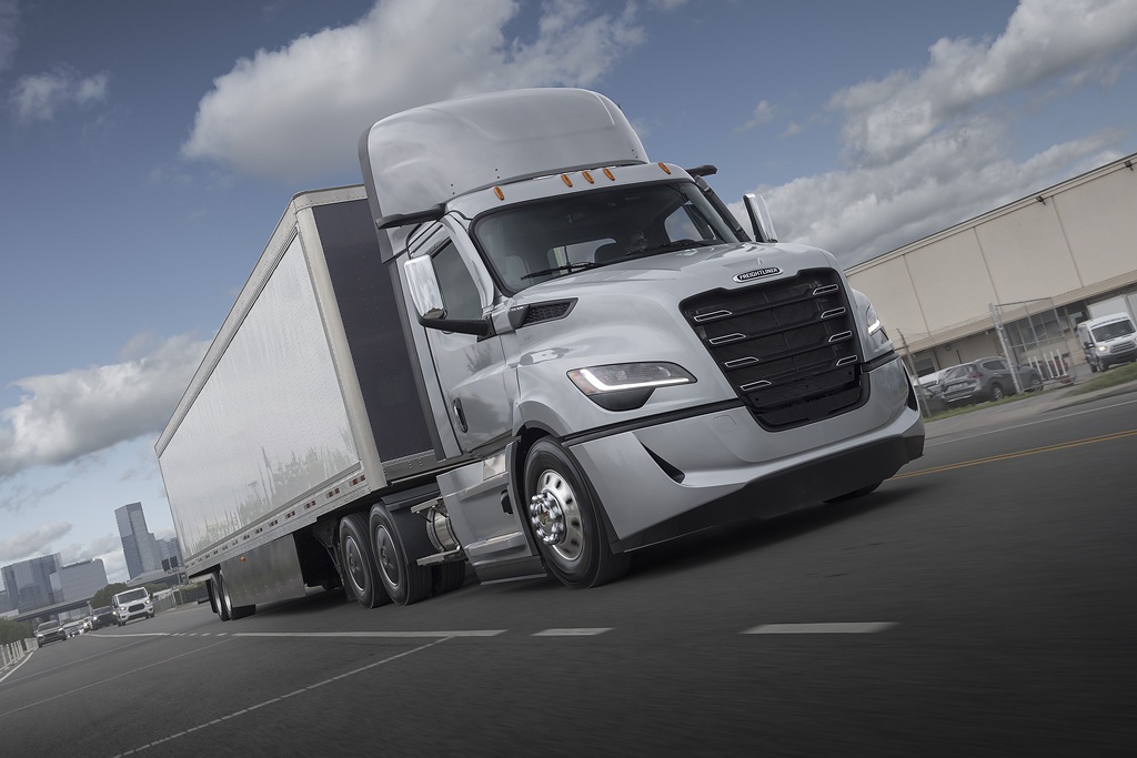 Freightliner Cascadia 5. Generation mit kurzer Kabine Seitenansicht

Freightliner Cascadia fifth Generation with day cab passenger side view