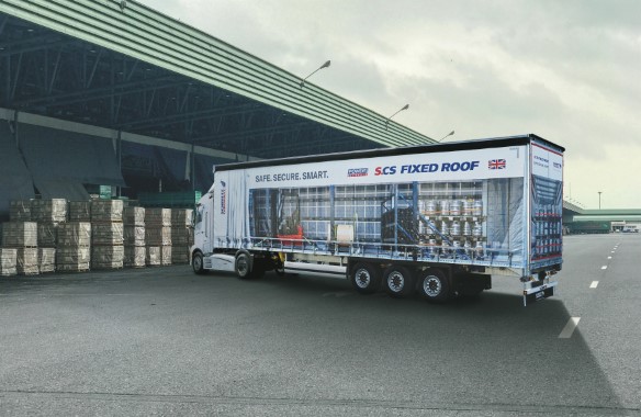 Sattelcurtainsider S.CS FIXED ROOF mit POWER CURTAIN: 

S.CS FIXED ROOF curtainsider semi-trailer with POWER CURTAIN